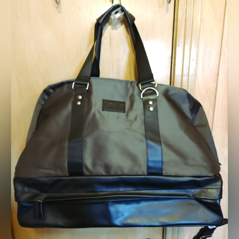 New Versace Perfumes Duffle Bag Army Green Black Straps Travel Gym  ~ Defects~